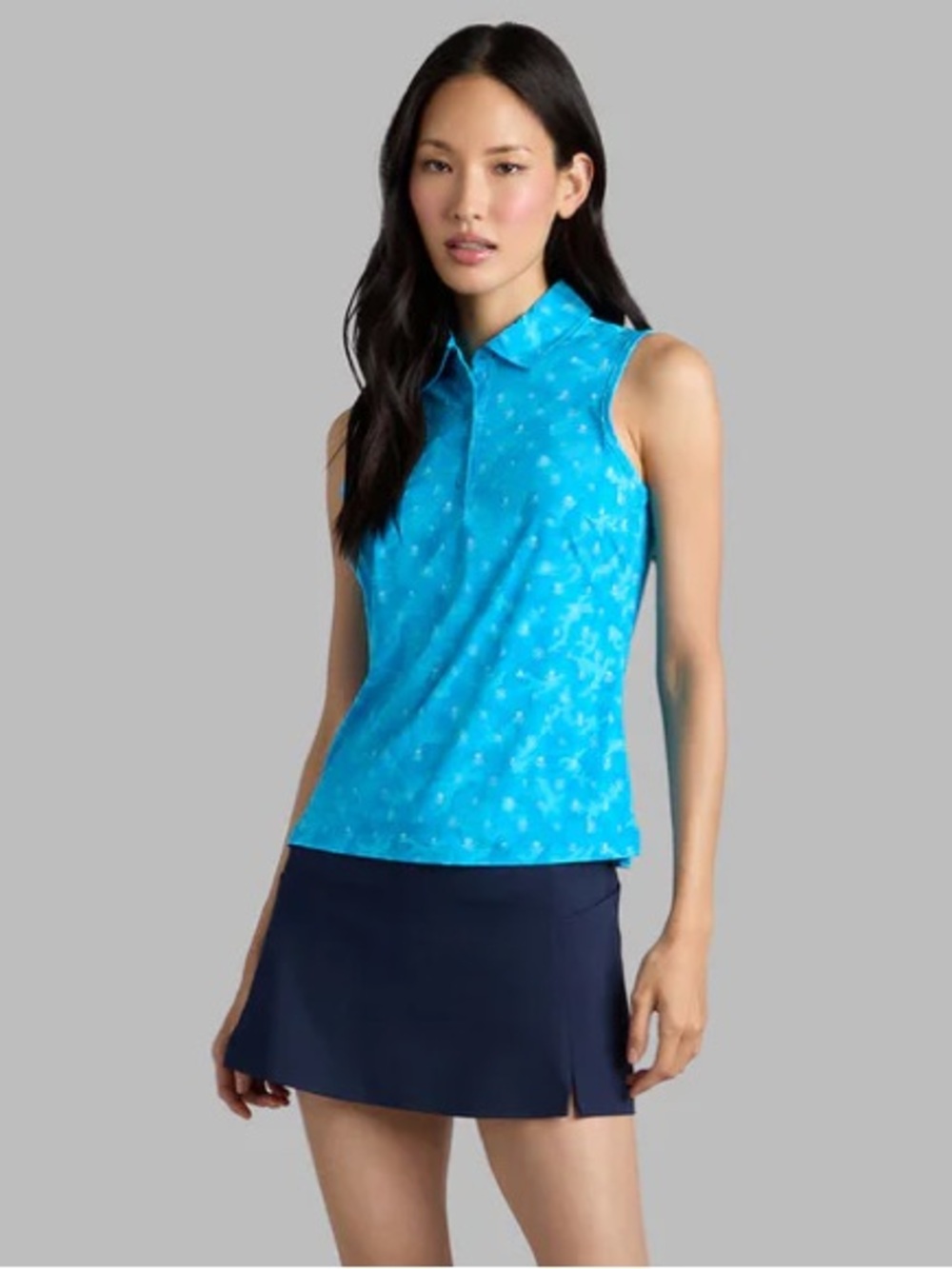 G/FORE SKULL ICON CAMO SILKY SLEEVELESS POLO TOP LADIES GOLF